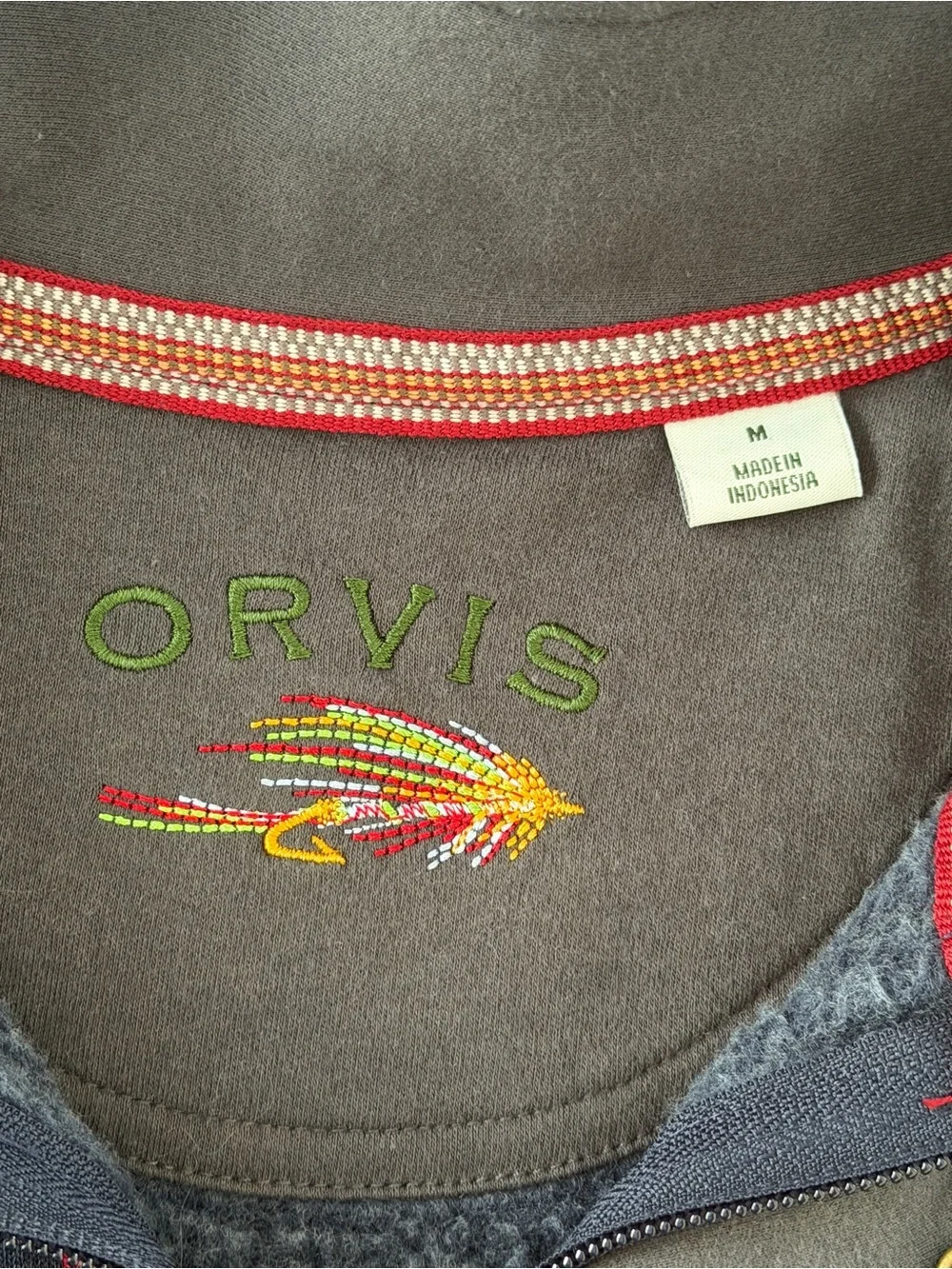 Orvis Men’s Medium Fleece Lined Pullover Sweatshirt Blue Snap Neck Casual